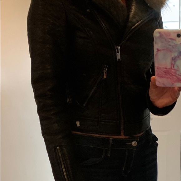 Topshop Moto Jacket with Removable Ruff - Picture 5 of 6